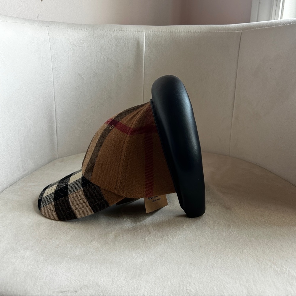 Leather Hairband Check Reconstructed Cap - Picture 6 of 7